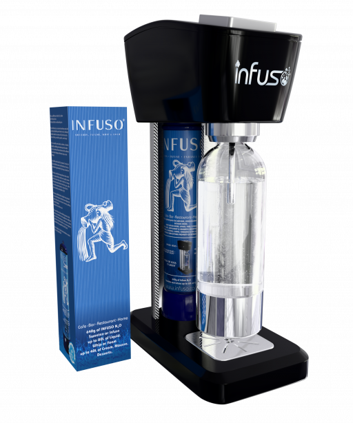 Infuso® Cocktail Water Flavouring Machine includes one flavoured 640g N2O cylinder